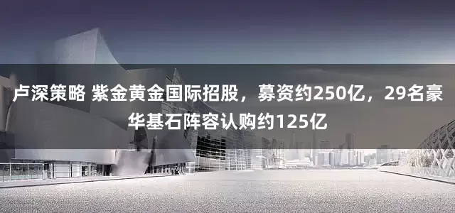 卢深策略 紫金黄金国际招股，募资约250亿，29名豪华基石阵容认购约125亿